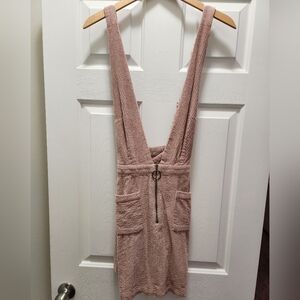 Pink corduroy overall dress